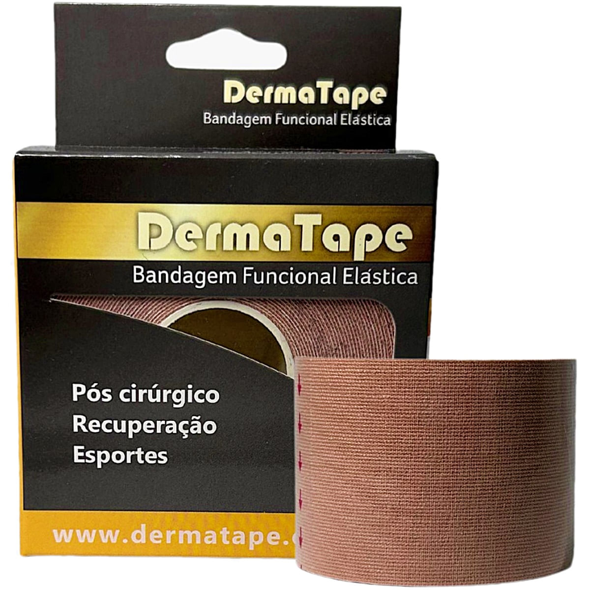Bandagem Elástica Kinesio DermaTape Bege 5m x 5cm