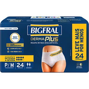 Roupa Íntima Derma Plus Bigfral - Tamanho P/M - 24 unidades