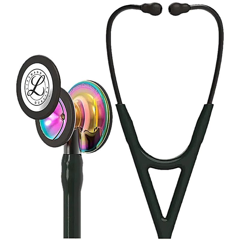 estetoscopio-littmann-cardiology-iv-3m-6240-preto-rainbow-alto-polimento-conector-preto-visao-geral