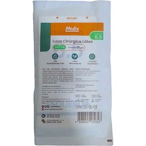 Luva Cirúrgica Medix 6.5 Estéril de Látex Sem Pó - par