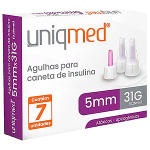 Agulha Caneta Insulina Uniqmed 5mm 31G - 7 unidades