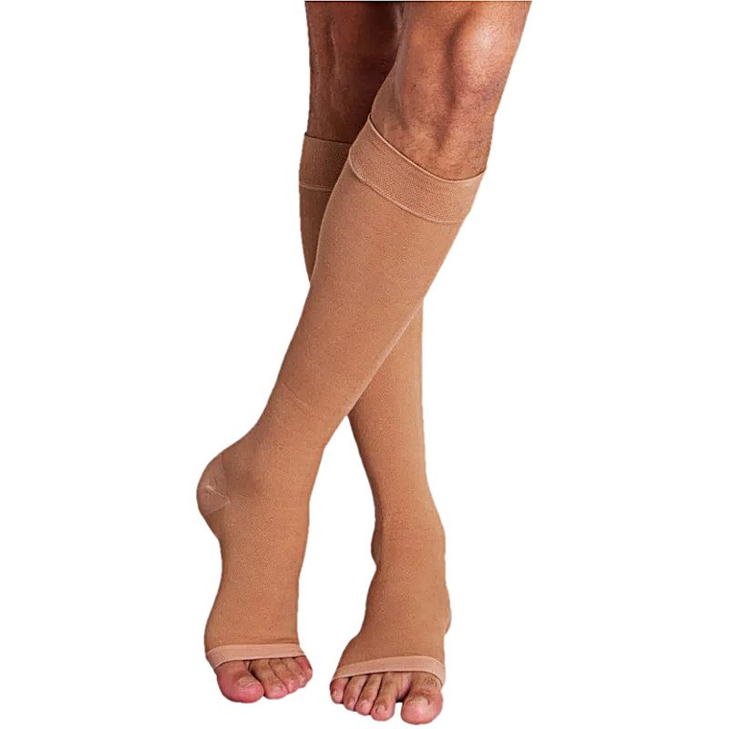 Meia-Panturrilha-Comfortline-Cotton-Bege --Vista-Geral