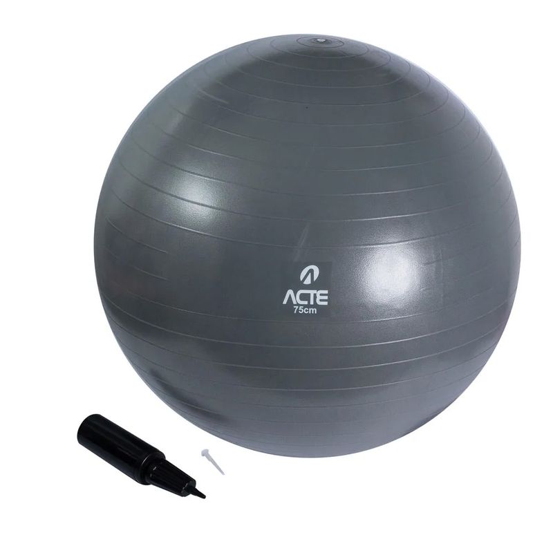 -Bola-de-Pilates-75cm-Cinza-com-Bomba-de-Ar---Kit-Completo