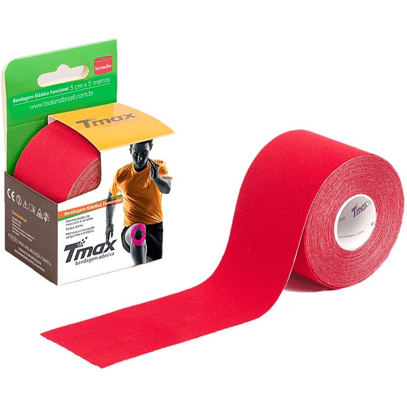 Bandagem-Elastica-Kinesio-TMax-5cm-x-5m-Vermelha