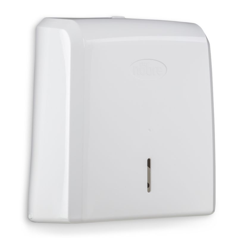 Vista-lateral-do-Dispenser-de-Papel-New-Classic-Nobre-branco-mostrando-o-perfil-e-dimensoes-do-produto