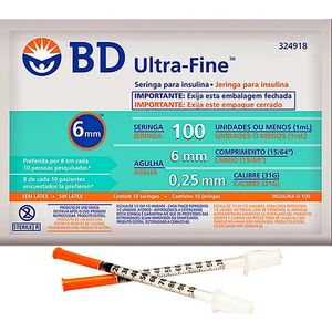 Seringa para Insulina BD Ultra-Fine 1 mL - 31G - 6x0,25mm - 10 Unidades