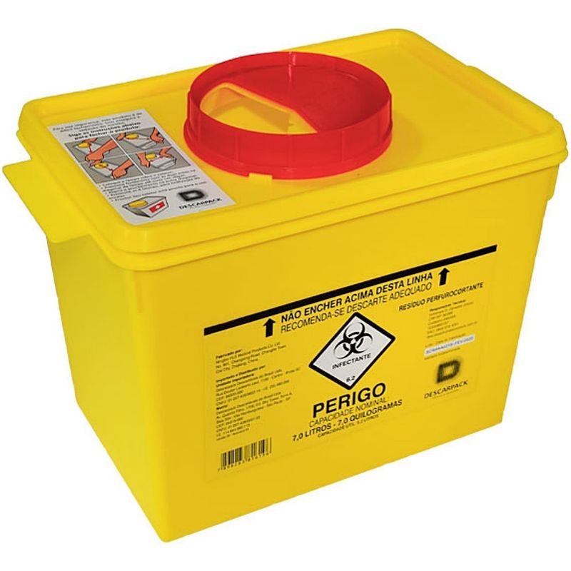 Coletor Rígido para Resíduos Perfurocortantes Descarpack - 7 Litros