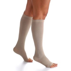 Meia 3/4 Sigvaris Algodão Super 30-40mmHg Aberta Bege M3