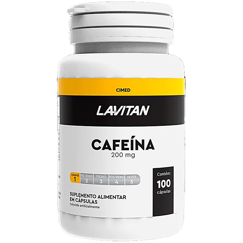 Suplemento Lavitan Cafeína 200mg com 100 Cápsulas