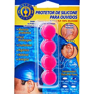 Protetor para Ouvidos de Silicone Rosa - 04 unidades
