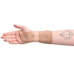 Órtese curta Mercur bege ¿ vista da palma da mão com aplicação no punho direito