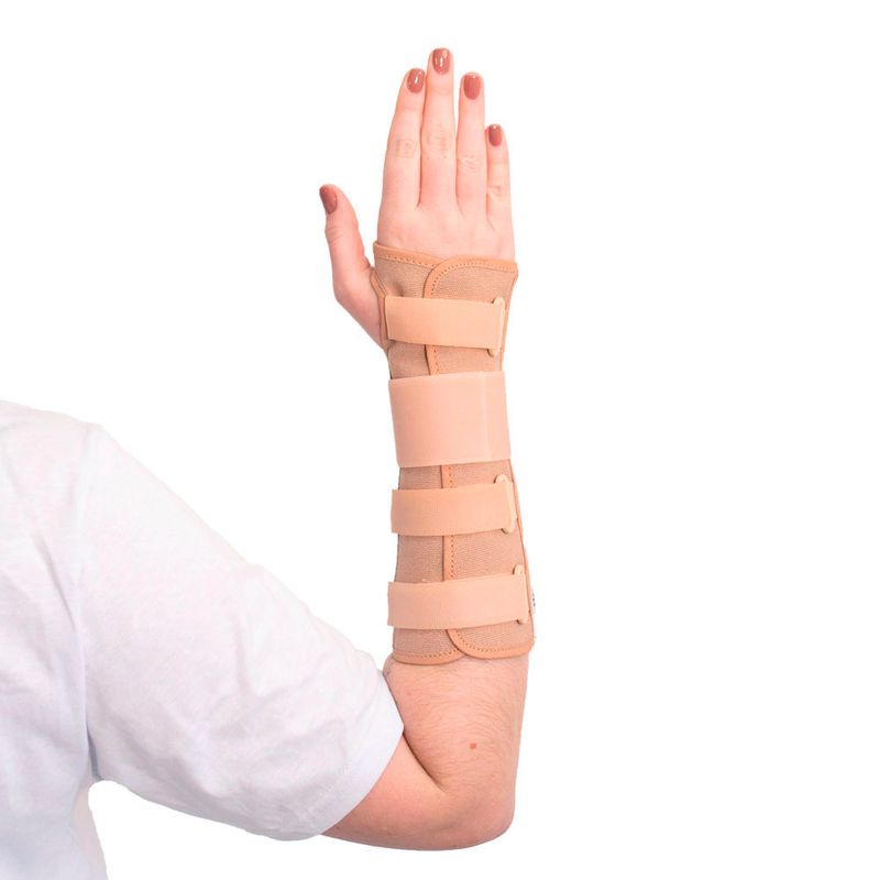 Órtese longa Mercur preta para punho direito com tala ¿ vista frontal do produto