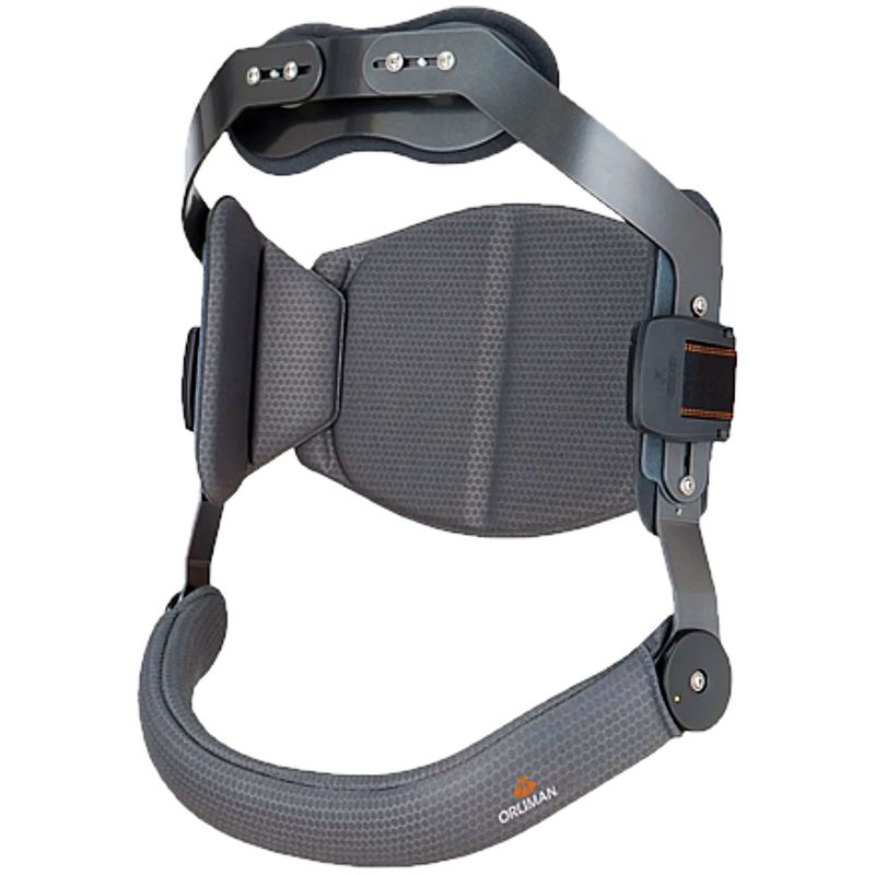 Detalhe do sistema de fecho rápido e cintas do colete Jewett