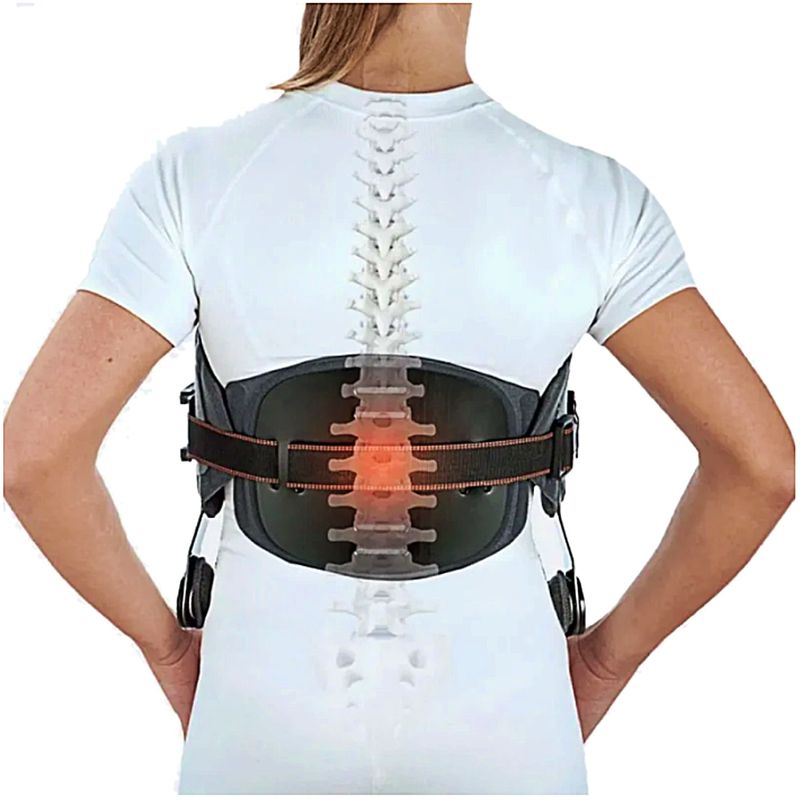 Vista lateral direita do colete evidenciando a articulação torácica