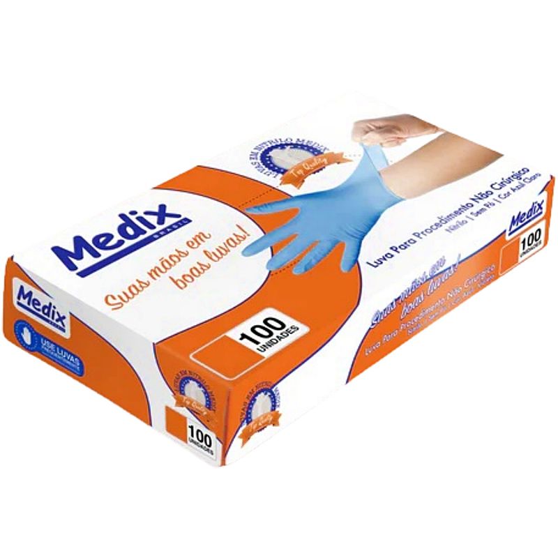 Luva Nitrílica Azul Medix