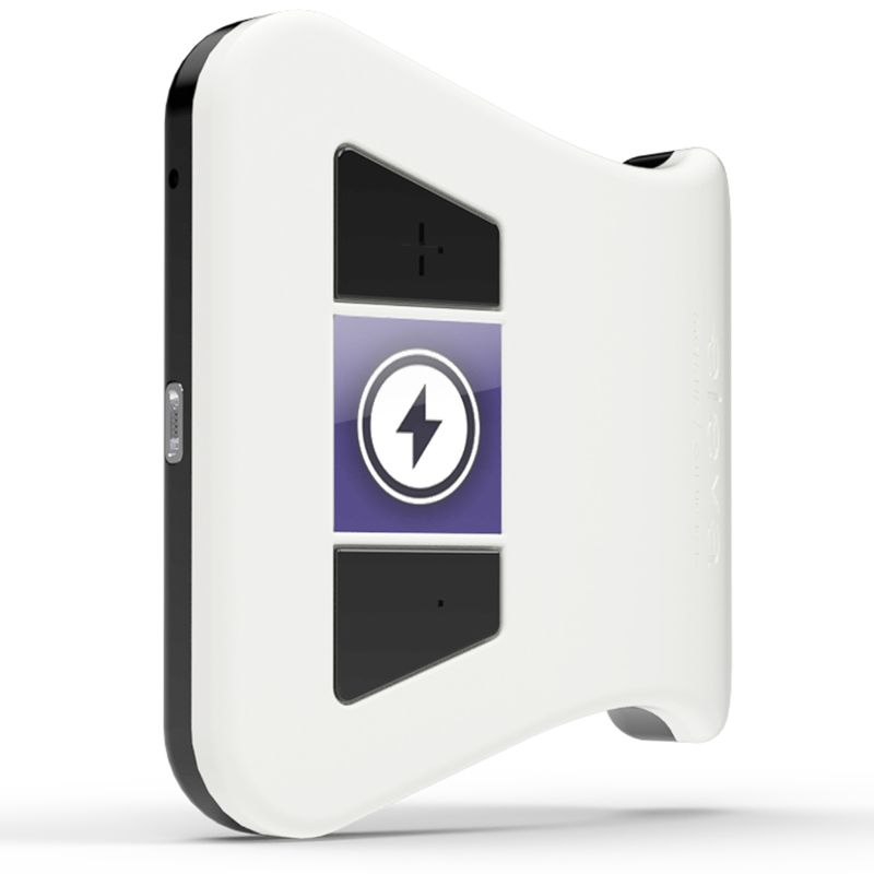 Lateral do Neuroestimulador Eleva Neurobots Mercur com a tela ligada