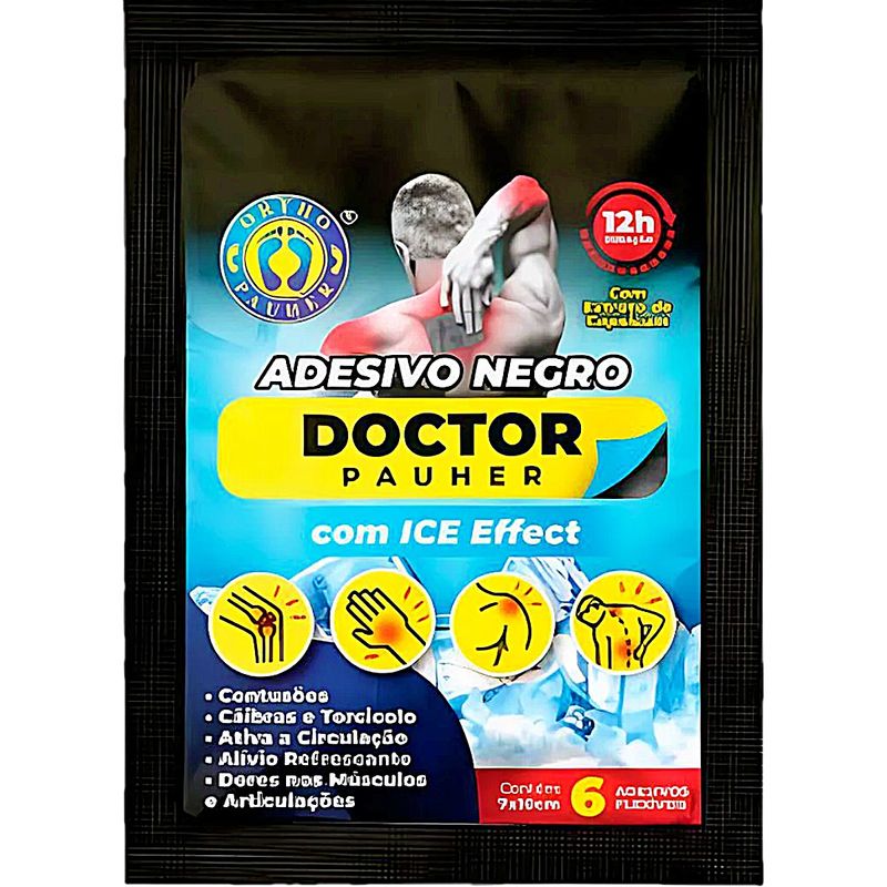 Adesivo Gel Negro Doctor Pauher Para Dor Com 6 Unidades
