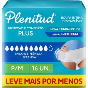Roupa Íntima Descartável Unissex Protect Plus Plenitud - 16 unidades - P/M