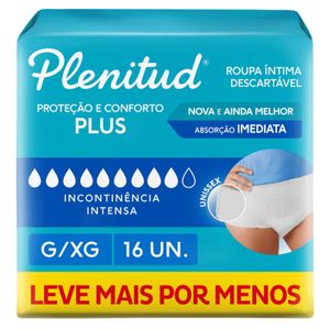 Roupa Íntima Descartável Unissex Protect Plus Plenitud - 16 unidades - G/XG