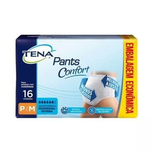 Roupa Íntima Descartável Tena Pants Confort - Tamanho P/M - Com 16 Unidades