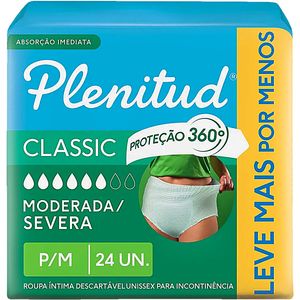 Roupa Íntima Descartável Unissex Classic Plenitud P/M 24 unidades