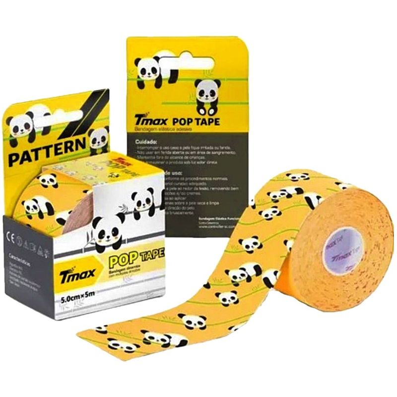 bandagem-elastica- kinesio-tmax-5cmx5m-estampa-panda