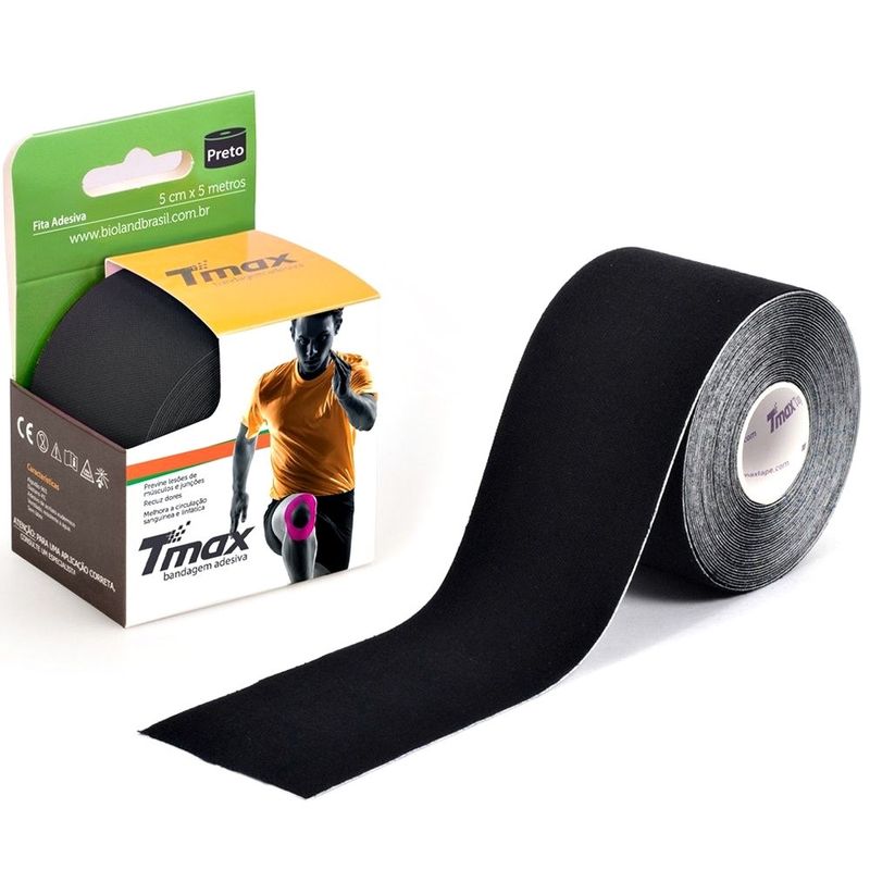 bandagem-elastica- kinesio-tmax-5cmx5m-preta