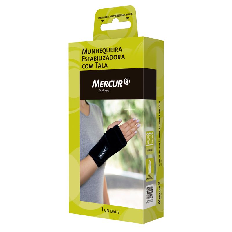 Embalagem da munhequeira com tala Mercur para punho direito