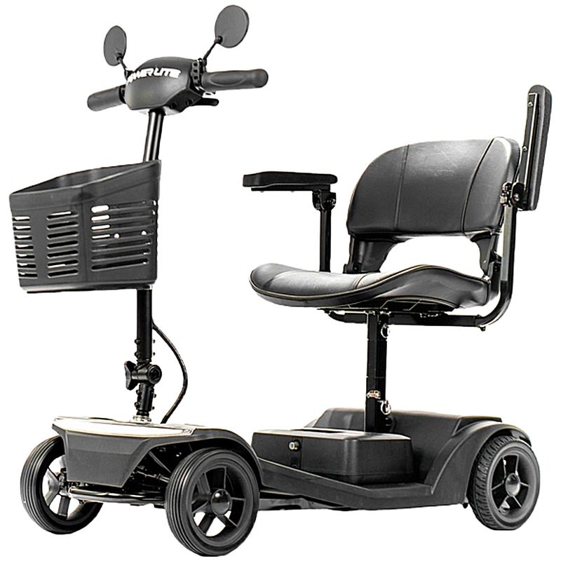 Perfil lateral da scooter mostrando design compacto e ergonômico