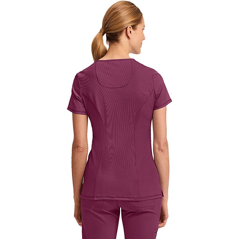 blusa-feminina-de-uniforme-medico-cherokee-cke2625a-vinho-visao-posterior