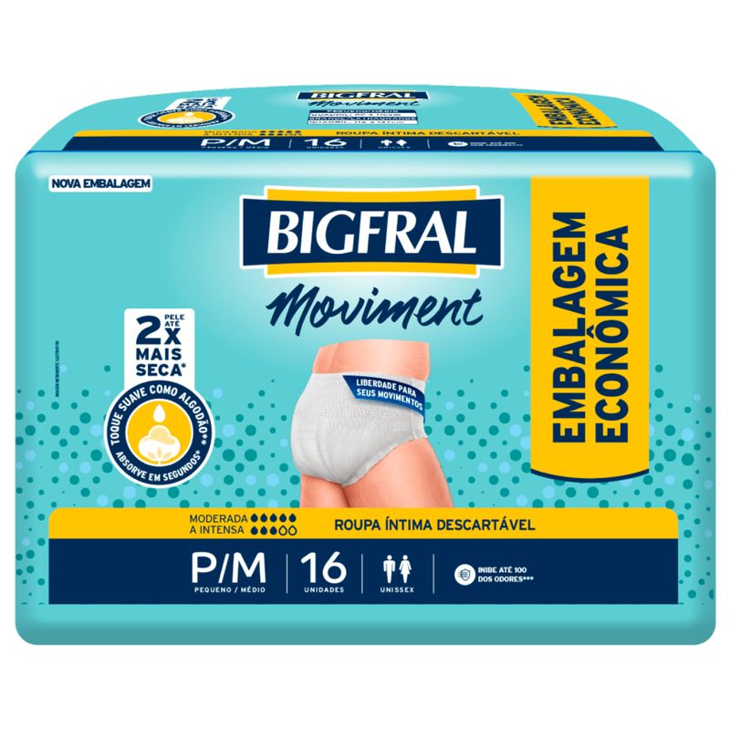 roupa-intima-moviment-bigfral-unissex-pm-16-unidades-embalagem