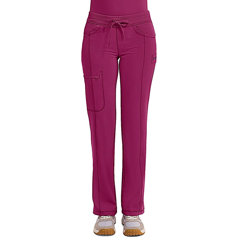 calca-feminina-uniforme-medico-cherokee-1123a-vinho-visao-frontal