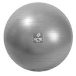 Imagem frontal da Bola de Pilates 75cm Cinza com bomba de ar da Acte Sports