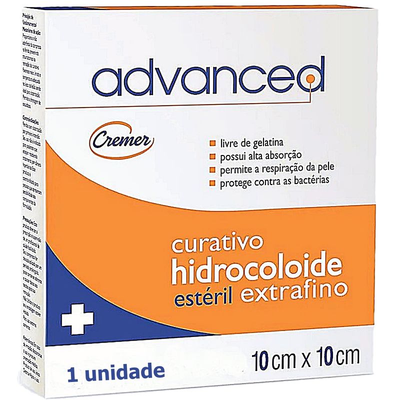 Embalagem do Curativo Hidrocoloide Extra Fino Cremer Advanced 10x10cm
