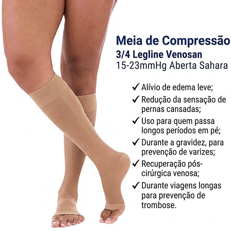 meia-compressao-3/4-legline-venosan-15-23mmhg-aberta-sahara-informacoes