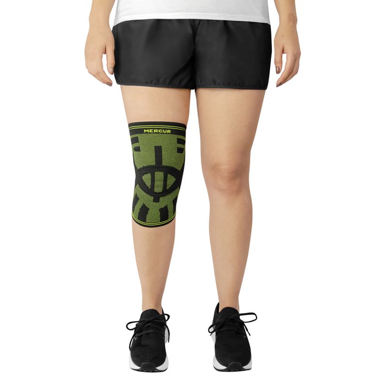 joelheira-de-compressao-elastica-mercur-preto-verde-visao-humanizada-frontal