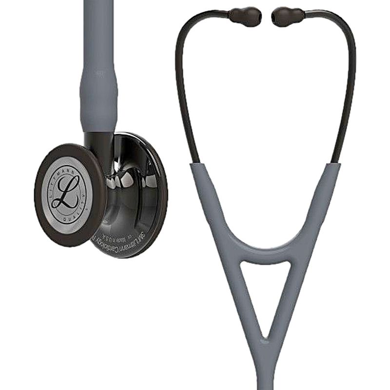 estetoscopio-littmann-cardiology-iv-3m-6238-cinza-smoke-alto-polimento-conector-preto-visao-geral